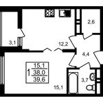 Планировка 1-комнатной квартиры, 39,6 м2
