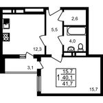 Планировка 1-комнатной квартиры, 41,7 м2