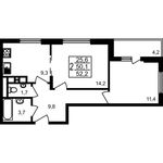 Планировка 2-комнатной квартиры, 52,2 м2