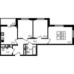 Планировка 3-комнатной квартиры, 66,3 м2