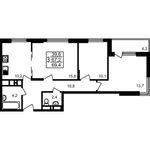 Планировка 3-комнатной квартиры, 69,4 м2