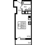 Планировка квартиры студии, 25,5 м2