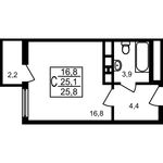 Планировка квартиры студии, 25,8 м2
