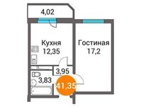 Планировка 1-комнатной квартиры, 42 м2