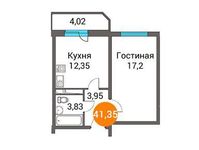 Планировка 1-комнатной квартиры, 41,66 м2