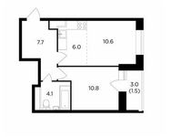 Планировка 2-комнатной квартиры, 40,7 м2