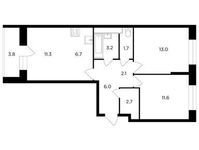 Планировка 3-комнатной квартиры, 60,2 м2