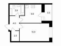 Планировка 1-комнатной квартиры, 36,6 м2