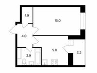 Планировка 1-комнатной квартиры, 36,2 м2