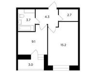 Планировка 1-комнатной квартиры, 36,5 м2
