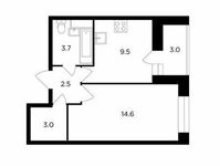 Планировка 1-комнатной квартиры, 34,8 м2