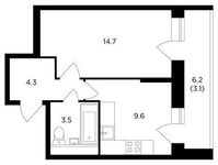 Планировка 1-комнатной квартиры, 35,2 м2