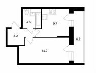 Планировка 1-комнатной квартиры, 35,3 м2