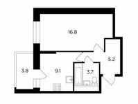 Планировка 1-комнатной квартиры, 36,7 м2