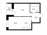 Планировка 2-комнатной квартиры, 39,1 м2