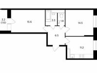 Планировка 2-комнатной квартиры, 54,5 м2