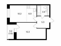 Планировка 2-комнатной квартиры, 42,3 м2
