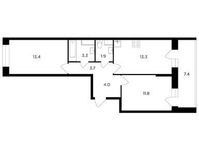 Планировка 2-комнатной квартиры, 55,1 м2