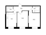Планировка 2-комнатной квартиры, 59,6 м2