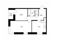 Планировка 2-комнатной квартиры, 52,9 м2
