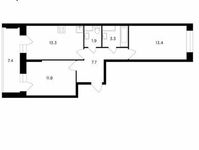 Планировка 2-комнатной квартиры, 55,1 м2