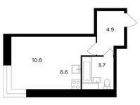 Планировка 1-комнатной квартиры, 26 м2