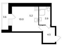 Планировка 1-комнатной квартиры, 25,4 м2