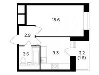 Планировка 1-комнатной квартиры, 32,96 м2