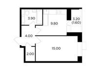 Планировка 1-комнатной квартиры, 36,3 м2