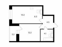 Планировка 2-комнатной квартиры, 38,9 м2