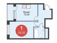 Планировка 1-комнатной квартиры, 39,2 м2