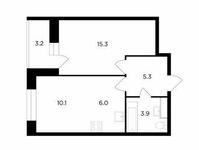 Планировка 2-комнатной квартиры, 42,2 м2