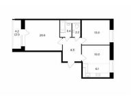 Планировка 3-комнатной квартиры, 65,7 м2