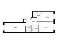 Планировка 3-комнатной квартиры, 62,1 м2