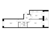 Планировка 2-комнатной квартиры, 55 м2