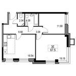 Планировка 3-комнатной квартиры, 64,3 м2