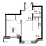 Планировка 2-комнатной квартиры, 40,1 м2