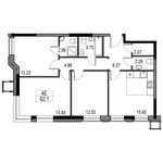 Планировка 4-комнатной квартиры, 77,6 м2