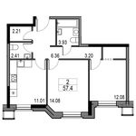 Планировка 2-комнатной квартиры, 54,1 м2