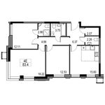 Планировка 4-комнатной квартиры, 78,8 м2