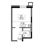 Планировка 1-комнатной квартиры, 26,2 м2