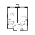 Планировка 2-комнатной квартиры, 39,4 м2