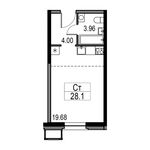 Планировка 1-комнатной квартиры, 28,3 м2