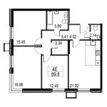 Планировка 4-комнатной квартиры, 90,7 м2