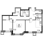 Планировка 3-комнатной квартиры, 68,1 м2
