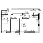 Планировка 4-комнатной квартиры, 93 м2