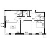 Планировка 4-комнатной квартиры, 76,5 м2