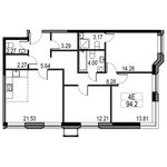 Планировка 4-комнатной квартиры, 94,2 м2