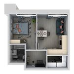 Планировка 2-комнатной квартиры, 42,7 м2