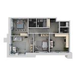 Планировка 4-комнатной квартиры, 77,8 м2